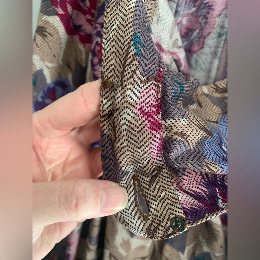 Womens Nilani VTG Floral Maxi Button Pleated Pockets  Cottage Feminine Skirt 10 - Picture 6 of 9